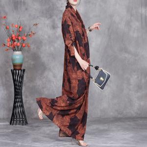 Maple Patterns Front Cross Maxi Kimono Dress