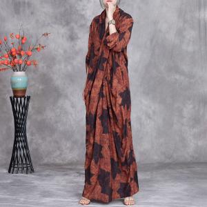 Maple Patterns Front Cross Maxi Kimono Dress