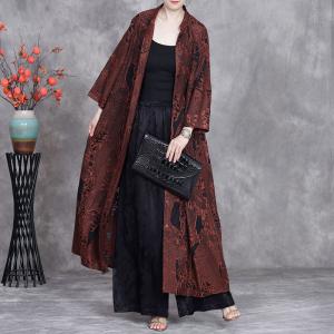 Jacquard Printed Plus Size Long Shirt Cardigan