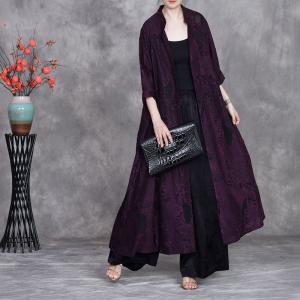 Jacquard Printed Plus Size Long Shirt Cardigan