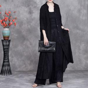 Jacquard Printed Plus Size Long Shirt Cardigan