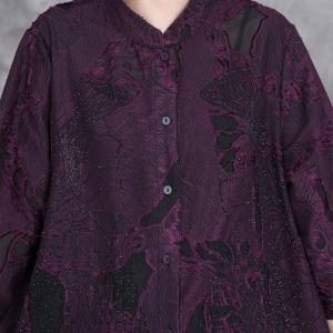 Jacquard Printed Plus Size Long Shirt Cardigan