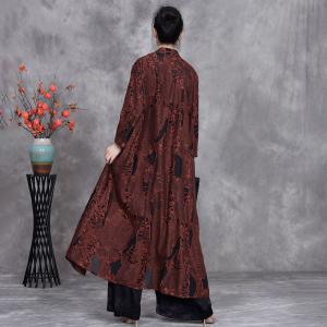 Jacquard Printed Plus Size Long Shirt Cardigan