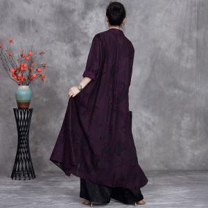 Jacquard Printed Plus Size Long Shirt Cardigan