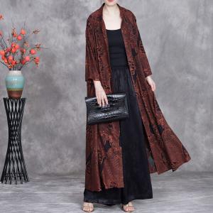 Jacquard Printed Plus Size Long Shirt Cardigan