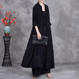 Jacquard Printed Plus Size Long Shirt Cardigan