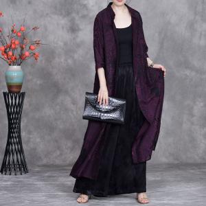 Jacquard Printed Plus Size Long Shirt Cardigan