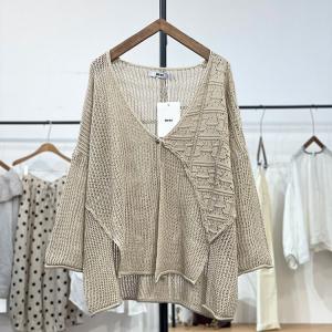 Boho V-Neck Bat Sleeve Knit Lightweight Summer Cardigan with Cutout Design