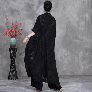 Stereo Jacquard Senior Women Plus Size Cardigan