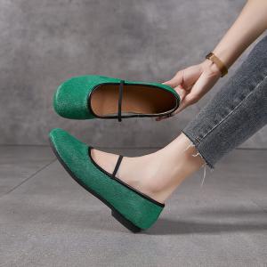 Horsehair Granny Slip-On Ballet Flats