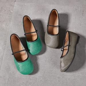 Horsehair Granny Slip-On Ballet Flats