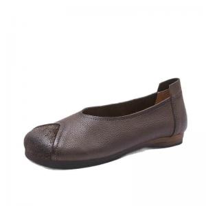 Wide Toe Soft Leather Mom Casual Flats