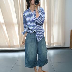 Summer Wide Leg Pleated Cropped Jeans