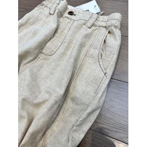 Cotton Linen High Rise Pleated Straight Leg Pants