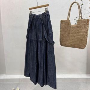 Loose-Fit Maxi Jean Skirt with Suspenders