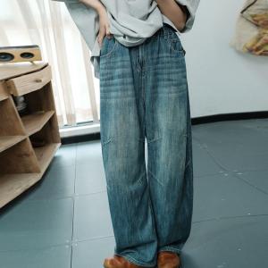 Relaxed Stone Long Wash High Rise Jeans