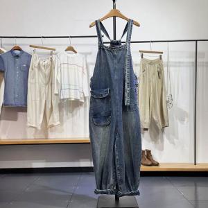 Pockets Ornament Soft Denim Designer Jean Overalls