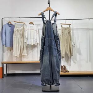 Pockets Ornament Soft Denim Designer Jean Overalls
