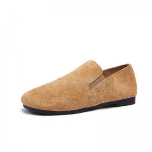 Cowhide Suede Leather Cozy Grandma Loafers