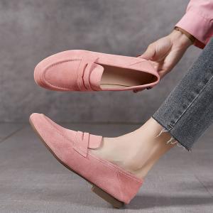 Suede Leather Low Heels Teacher Loafers