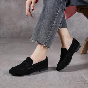 Suede Leather Low Heels Teacher Loafers
