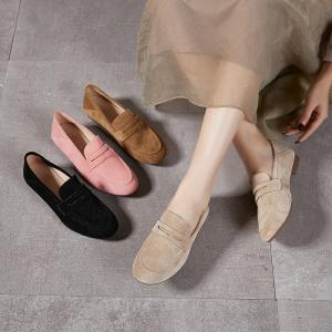 Suede Leather Low Heels Teacher Loafers