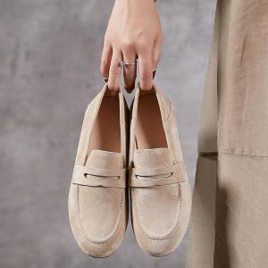 Suede Leather Low Heels Teacher Loafers