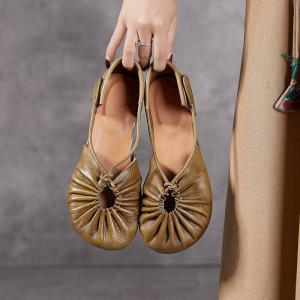 Hollow Out Cowhide Leather Gladiator Sandals