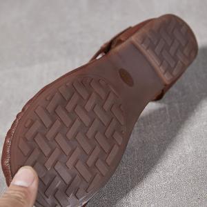Hollow Out Cowhide Leather Gladiator Sandals