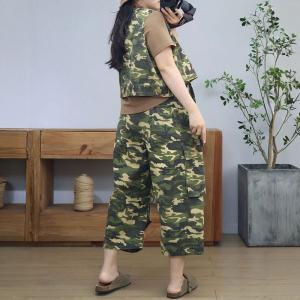 90s Fashion Short Vest Jacket with Camo Pants