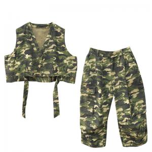 90s Fashion Short Vest Jacket with Camo Pants
