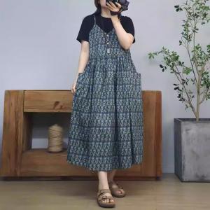 Loose- Fitting Cotton Floral Slip Dress