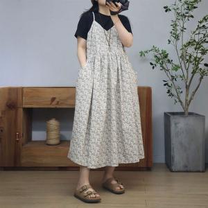 Loose- Fitting Cotton Floral Slip Dress