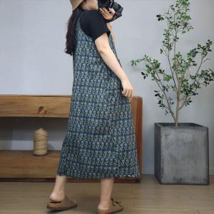 Loose- Fitting Cotton Floral Slip Dress