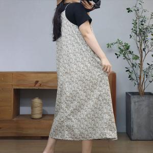 Loose- Fitting Cotton Floral Slip Dress