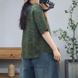 Chest Pocket Cotton Oversized Floral T-shirt