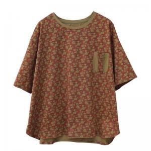 Chest Pocket Cotton Oversized Floral T-shirt