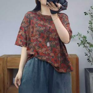 Cotton Casual Flowers Printed Oversized T-shirt