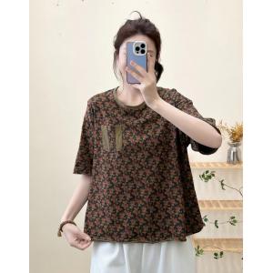 Cotton Casual Flowers Printed Oversized T-shirt