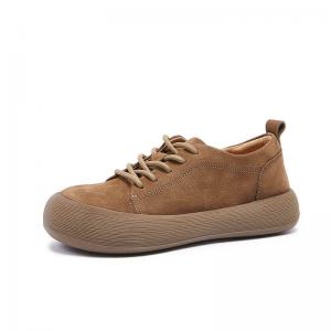 Cozy Lace Up Leather Wide Toe Platform Flats
