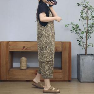Relaxed Fit Cheetah Patterns 90s Bib Overalls
