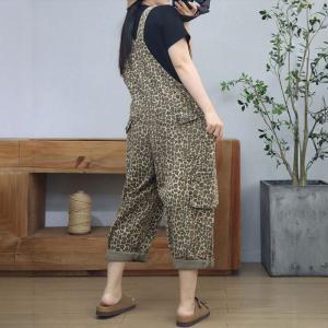 Relaxed Fit Cheetah Patterns 90s Bib Overalls
