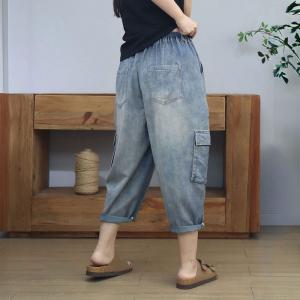 Multi-Pockets Comfy Light Wash Mom Jeans