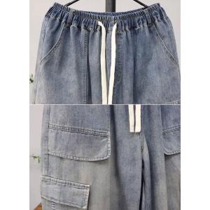 Multi-Pockets Comfy Light Wash Mom Jeans