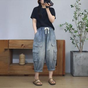 Multi-Pockets Comfy Light Wash Mom Jeans