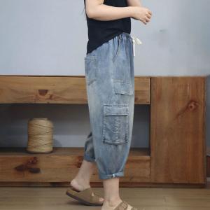 Multi-Pockets Comfy Light Wash Mom Jeans