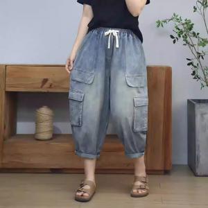 Multi-Pockets Comfy Light Wash Mom Jeans