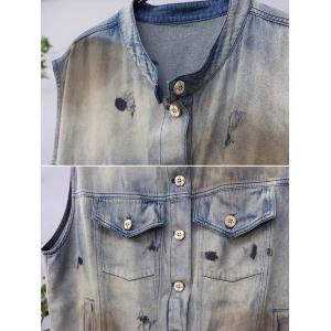 Dirty Wash Vest Jacket with Long Boyfriend Jeans