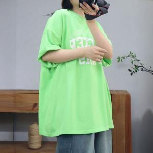 Letter Printed Cotton Long Oversized T-shirt