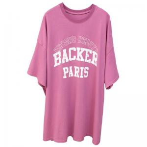 Letter Printed Cotton Long Oversized T-shirt